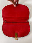 Borsa vintage in vernice rossa stampa coccodrillo con tracolla a catena dorata