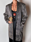 Blazer vintage Gianni Versace in seta goffrata a righe nere e avorio
