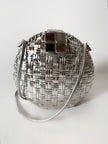 Borsa bandoulière vintage Rodo in midollino argento con chiusura gioiello