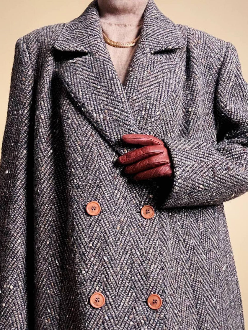 Cappotto Elena Miròin lana boutonné con motivo spinato