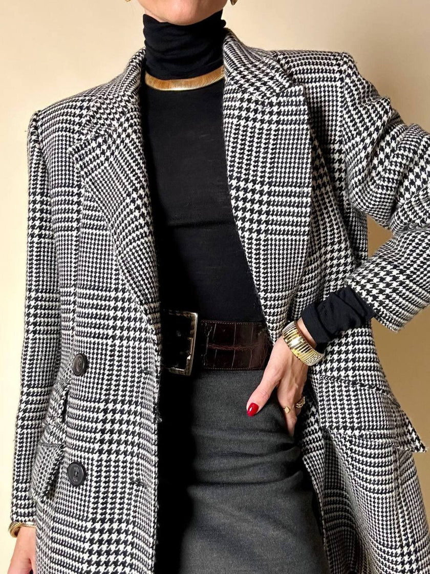 Blazer doppiopetto in lana principe di Galles “Yves Saint Laurent”
