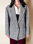 Blazer Guy Laroche in lana Principe di Galles con colletto in velluto nero