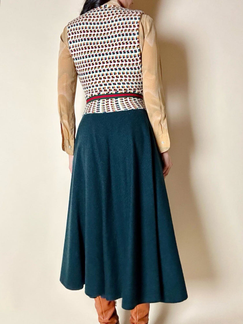 Vintage Missoni-Weste aus strukturierter Wolle in Cremeweiß mit buntem Muster