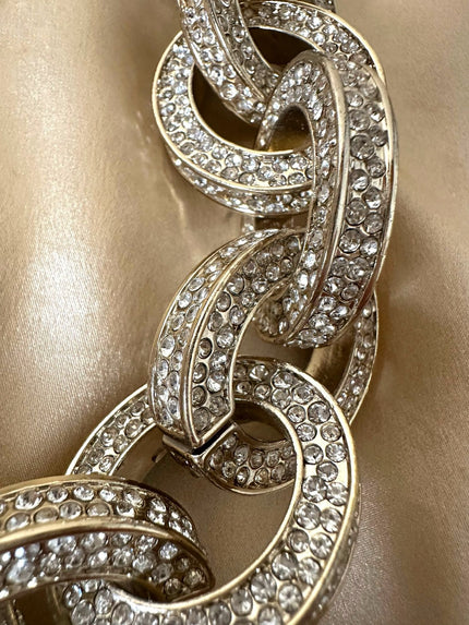 Collier a maxi maglie di catena argento con strass incastonati “Max Mara”