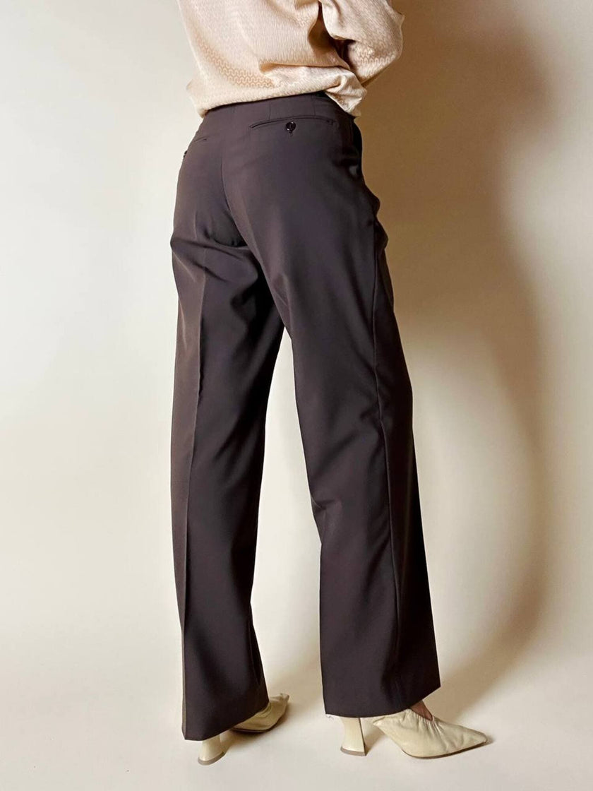 Klassische Vintage-Hose von Pierre Balmain aus schokobraunem Wollkammgarn
