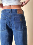 Jeans Yves Saint Laurent Vintage Boy-Friend in Denim Blu Scuro Slavato