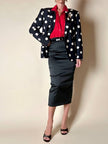 Blazer in seta nera a grandi pois color panna “Genny”