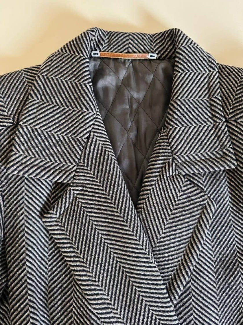 Cappotto sartoriale in lana spinata con bottoni Yves Saint Laurent