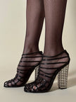 Sandali Cage Yves Saint Laurent in Vernice Nera con Tacco Scultura – SS 2009