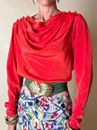 Blusa rossa con scollo drappeggiato “Yves Saint Laurent”