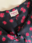 Camicia in organza nera fantasia rose rosse “Byblos”