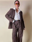 Tailleur giacca/pantalone in lana marrone chiaro “Prestige”