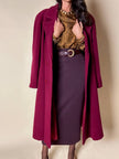 Cappotto doppiopetto oversize in lana rosso Borgogna Riflessi
