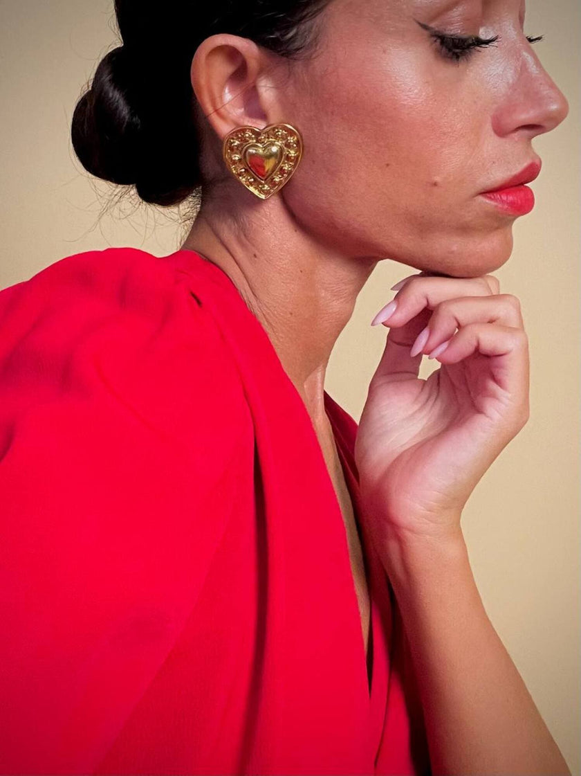 Clip dorate a forma di cuore “Yves Saint Laurent”