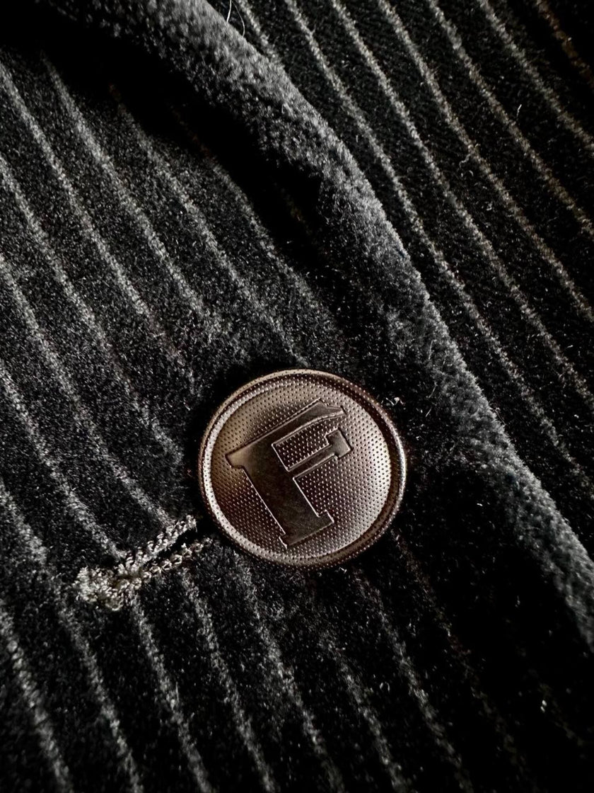 Blazer doppiopetto Antonio Fusco in velluto nero a coste