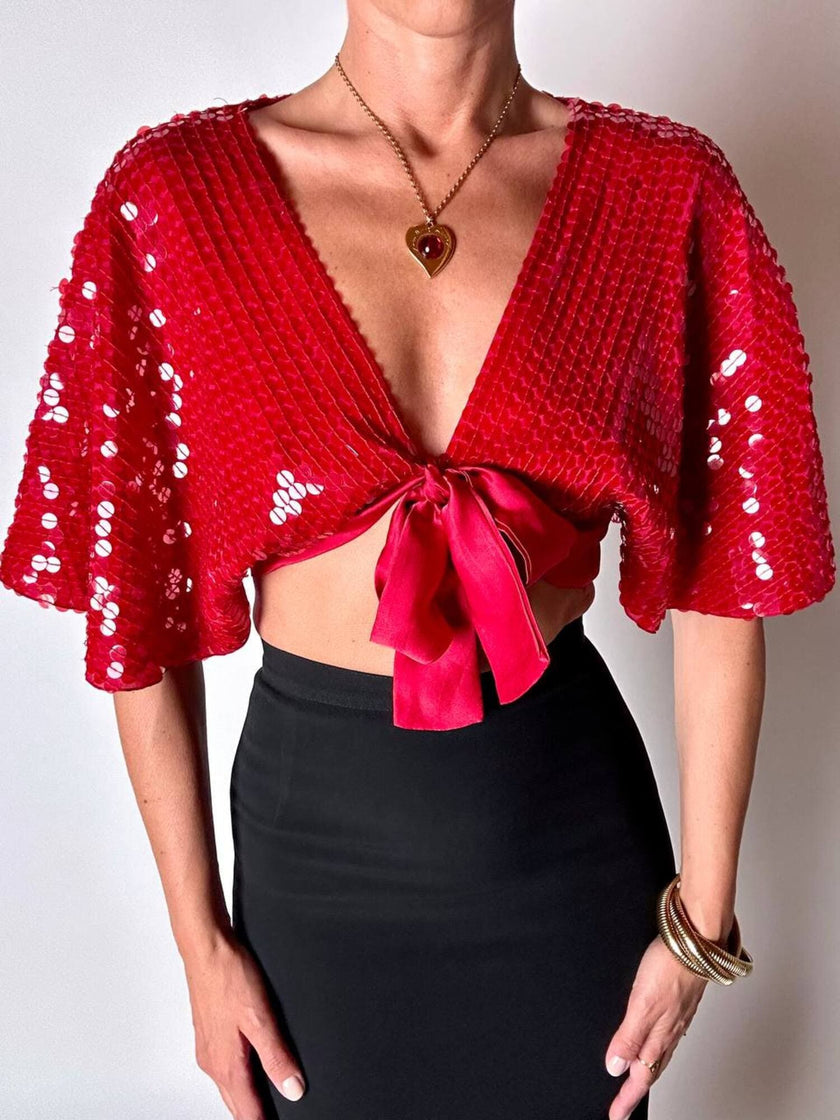 Collier vintage Yves Saint Laurent con ciondolo a forma di cuore firmato e cabochon rosso