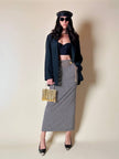Blazer oversize in seta nera “Années Lauder”
