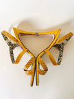 Sandali in whips giallo curcuma con fodera leopardata “Andrea Pfister”