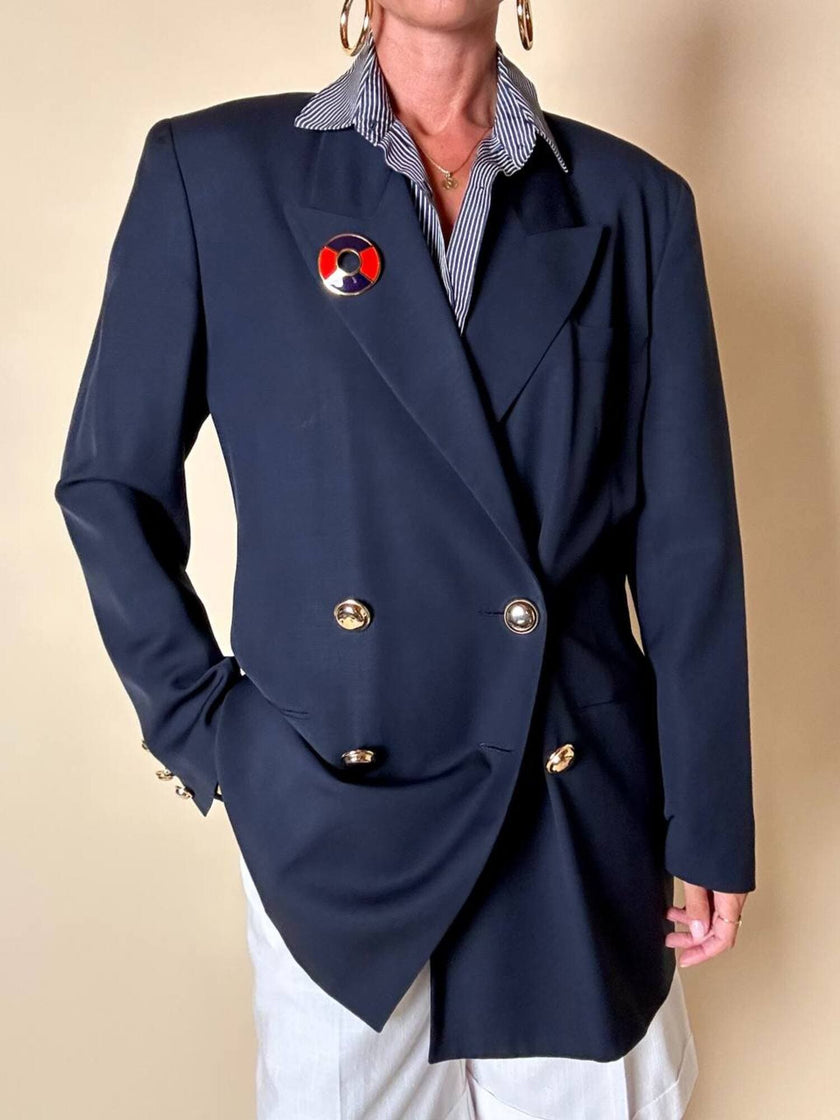 Blazer doppiopetto blu navy con bottoni dorati Grazia Bagnaresi
