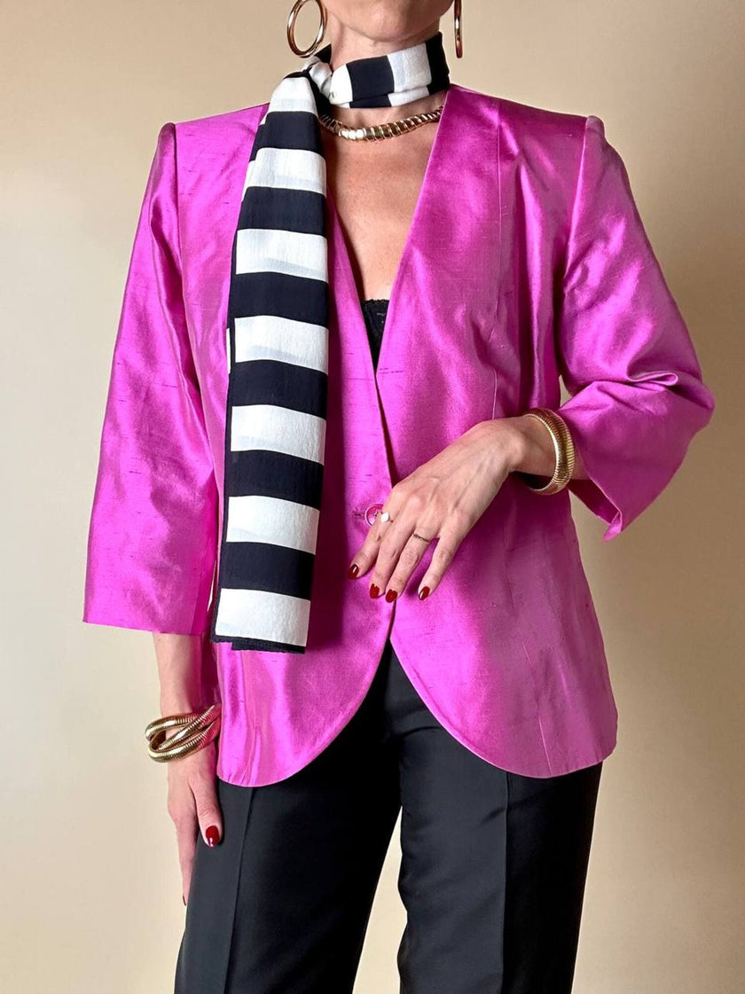 Blazer in shantung di seta ciclamino “Yves Saint Laurent”