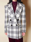 Blazer vintage Gai Mattiolo doppiopetto in lana panna con fantasia principe di Galles testa di moro
