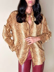 Camicia Laurèl in seta fantasia pitone nei toni del crema e marrone chiaro