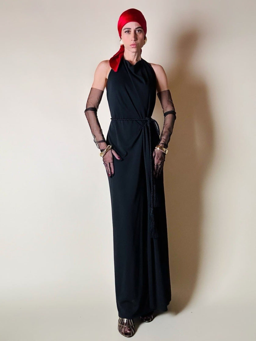 Vintage La Perla floor-length dress with a halter neckline and built-in bodysuit