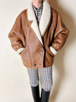 Schearling doppiopetto in pelle color cuoio con vello naturale Shearling Original