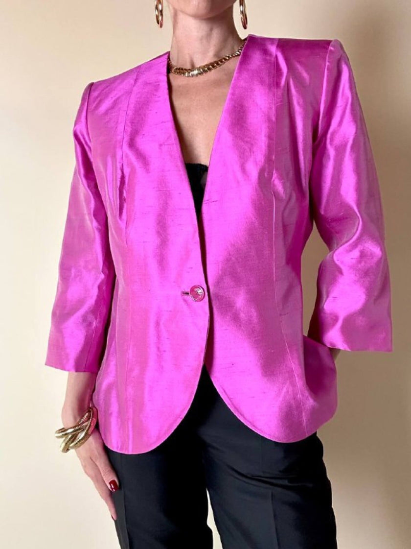 Blazer in shantung di seta ciclamino “Yves Saint Laurent”