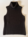 Gilet dolcevita Stefanel vintage in lana marrone a coste