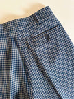 Pantalone a vita alta in lana pied de poule grigio e ottanio Basile