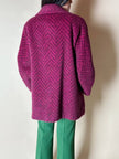 Capottino vintage spinato in tweed di lana e mohair magenta e prugna