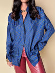 Camicia in seta Alberto Biani blu oltremare con fantasia cachemire