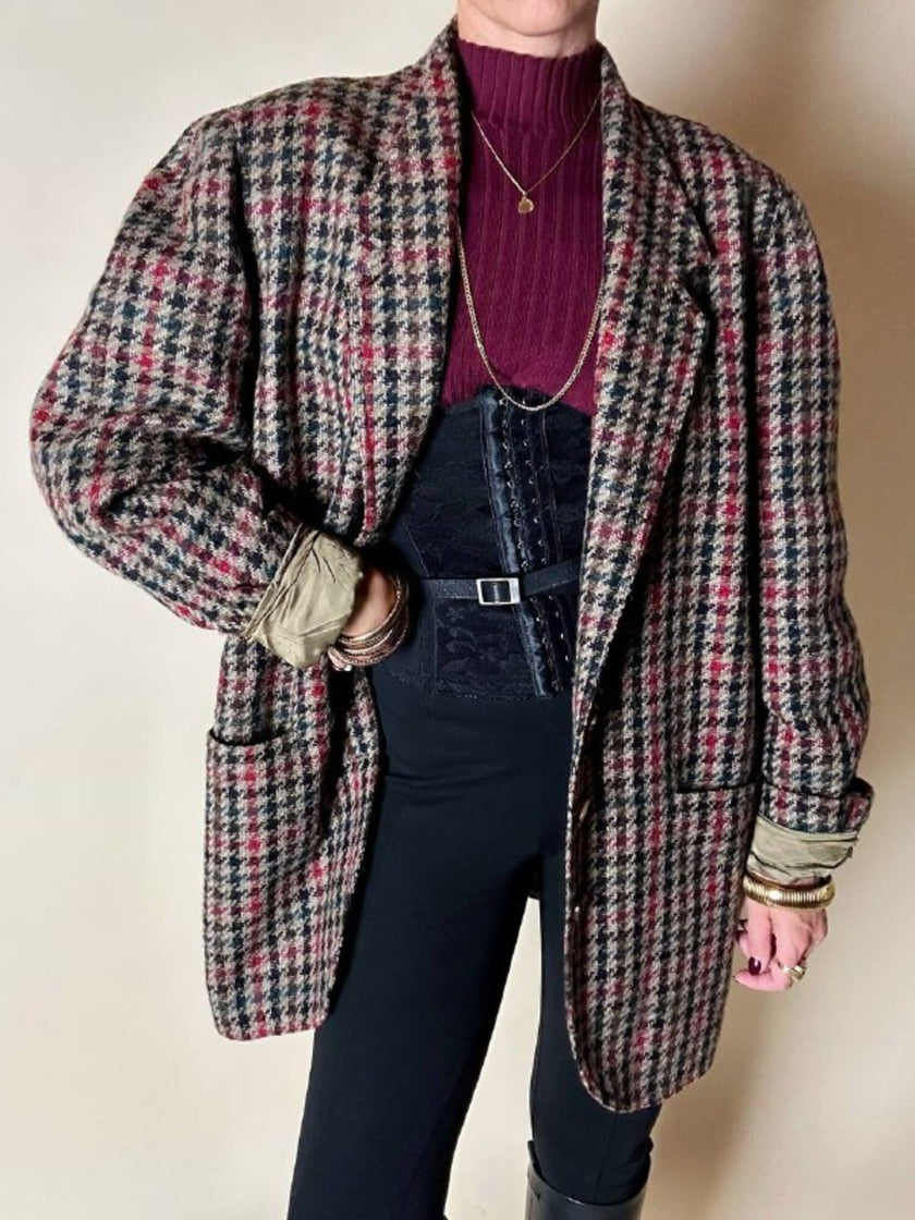 Les Copains houndstooth wool blazer