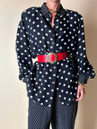 Completo oversize nero a pois bianchi in Cupro “Divina”