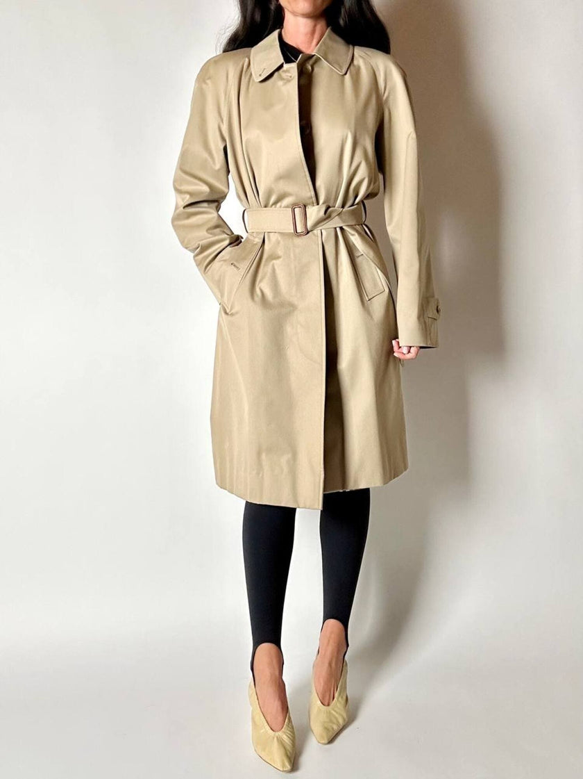 Vintage Burberry’s Trenchcoat aus beigem Gabardine mit passendem Gürtel und Check-Futter