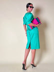 Maxi pochette in paglia a righe multicolor “Yves Saint Laurent”