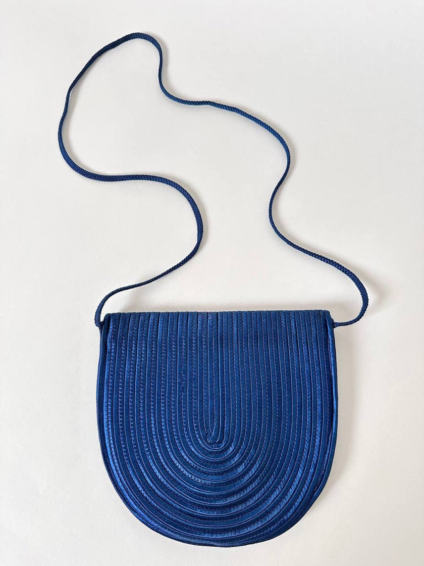 Vintage-Tasche von Nina Ricci aus kobaltblauer Posamenterie