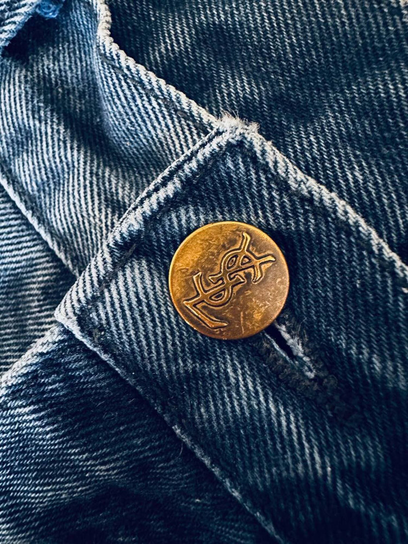 Jeans Yves Saint Laurent Vintage Boy-Friend in Denim Blu Scuro Slavato