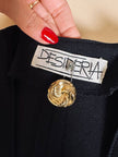 Mini Jumpsuit nera in rasato di lana con bottoni gioiello e cintura in coordinato
