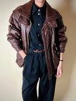 Bomber vintage stile aviator in pelle marrone Stenley