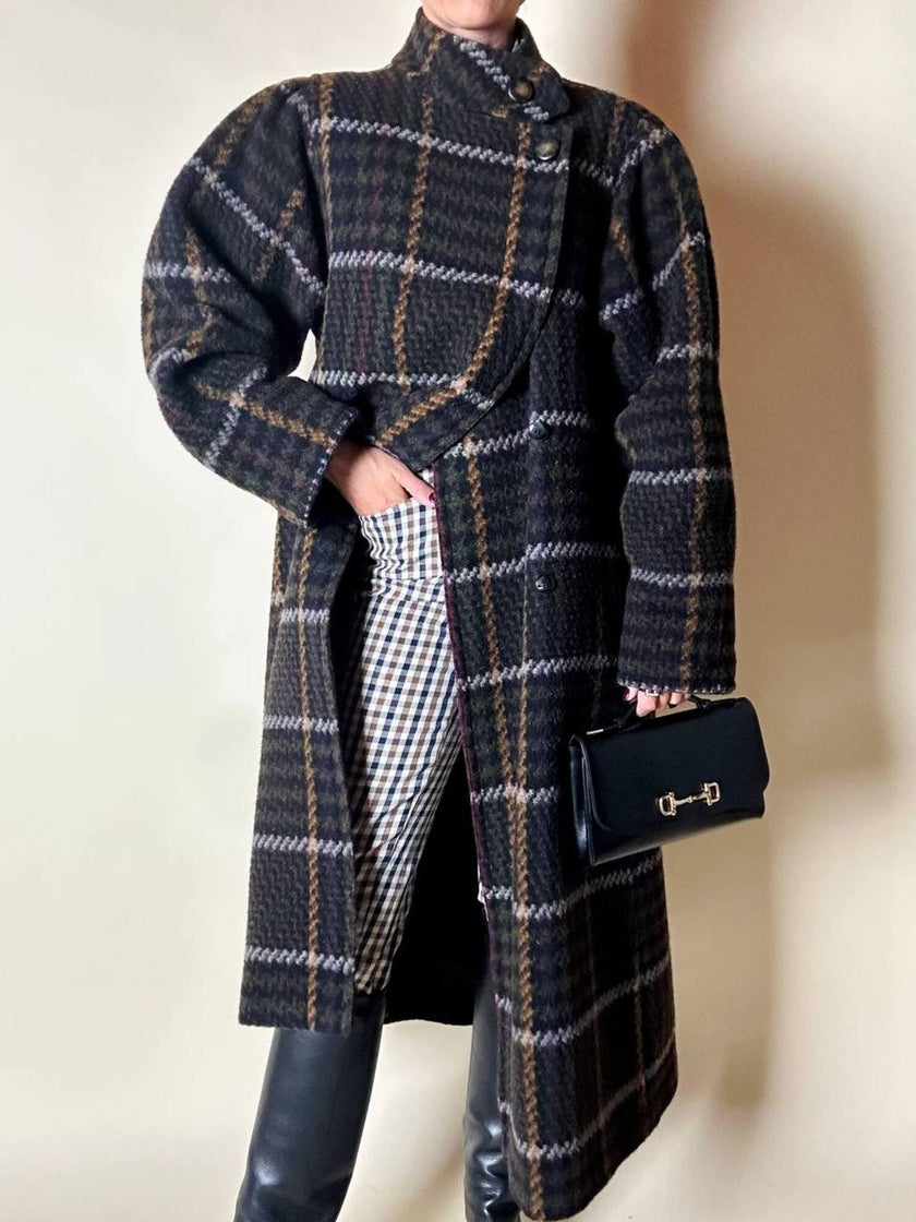 Cappotto lungo in pura lana vergine  fantasia tartan Fashion By Classic