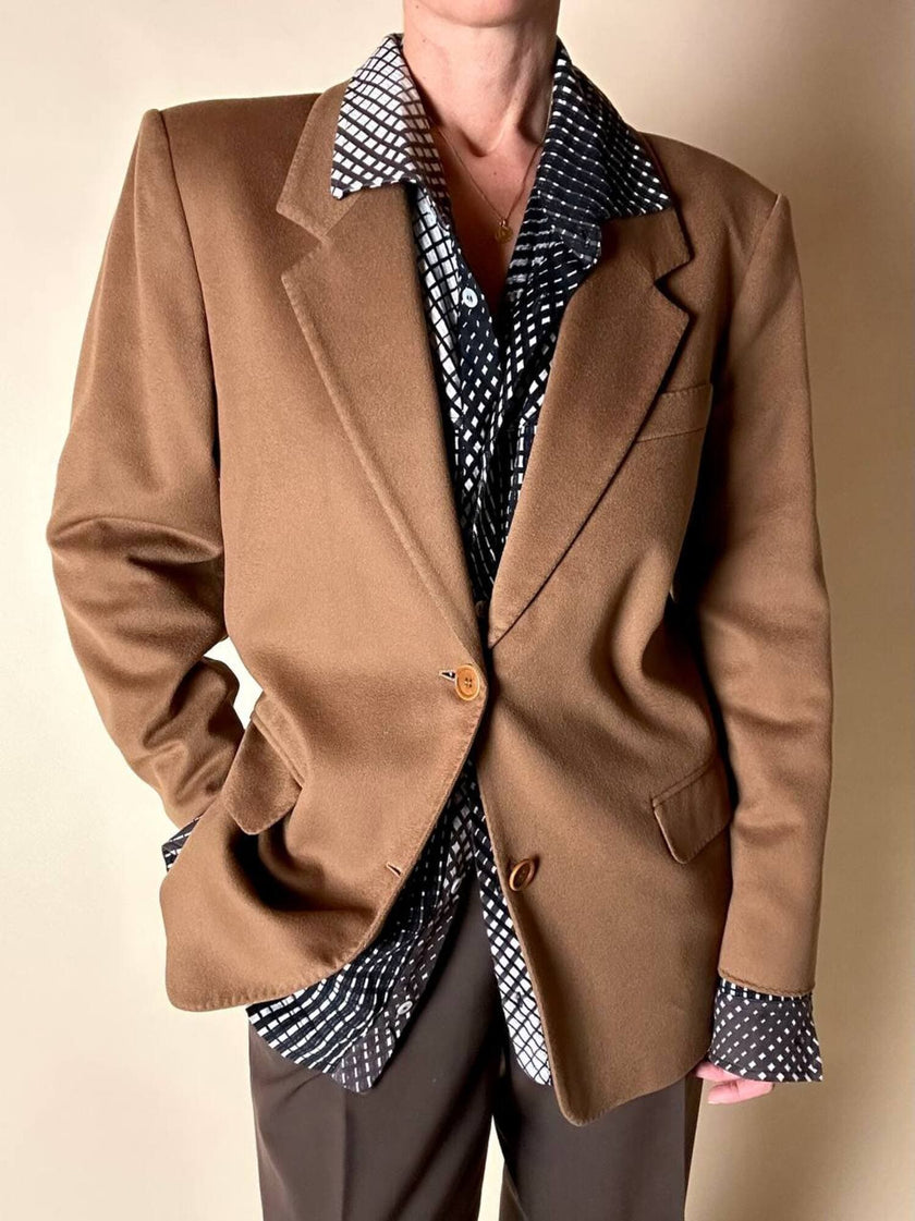 Vintage Max Mara blazer in pure dark camel cashmere