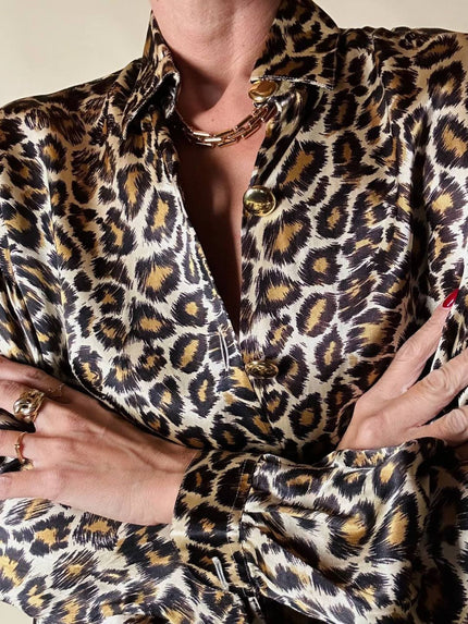 Camicia leopardata con bottoni dorati  “Nara Camicie”