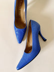 Décolleté Walter Steiger in pelle stampa lizard blu cobalto