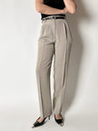 Pantalone Studio 0001 Ferré a vita alta con pince in tessuto operato greige