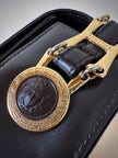Borsa Gianni Versace vintage in pelle testa di moro con iconica Medusa