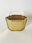 Box Bag vintage in lucite e metallo dorato effetto intrecciato