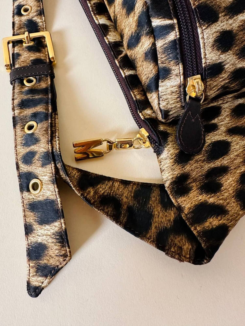 Marsupio in raso leopardato “Moschino”