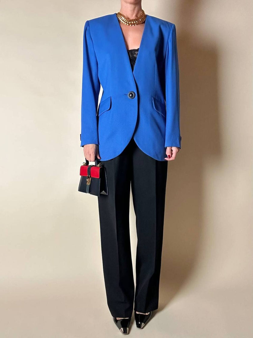 Blazer vintage Yves Saint Laurent in lana blu cobalto
